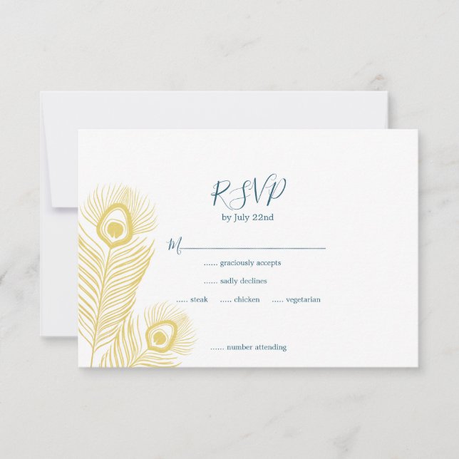 Elegant Guld Peacock Bröllops OSA-kort OSA Kort (Framsida)