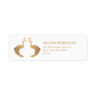 Elegant Guld Peacocks Logotyp Anpassningsbar Adres Returadress Etikett