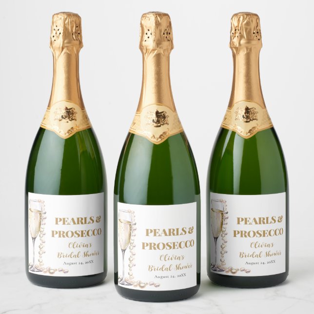 Elegant Guld Pearls och Prosecco Möhippa (Flaskor)