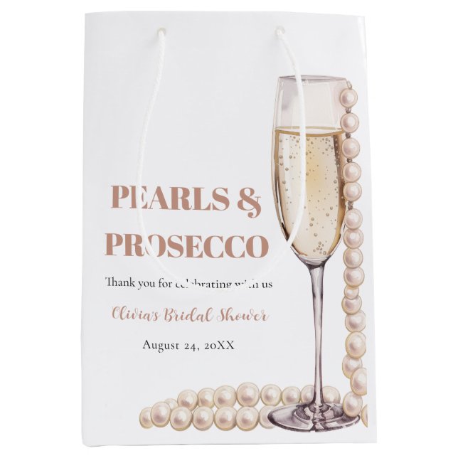 Elegant Guld Pearls och Prosecco Möhippa (Framsidan)