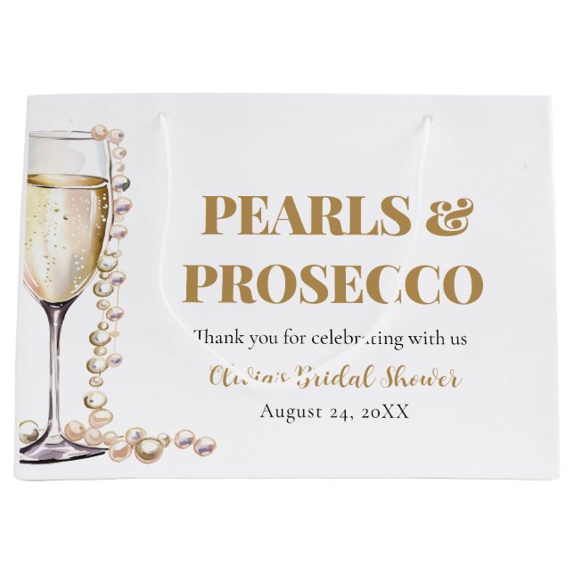 Elegant Guld Pearls och Prosecco Möhippa (Framsidan)