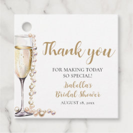 Elegant Guld Pearls och Prosecco Möhippa Gåvor Etiketter