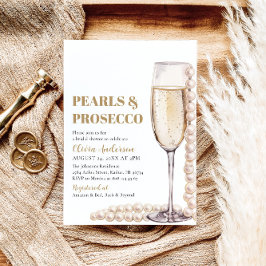 Elegant Guld Pearls och Prosecco Möhippa Inbjudningar
