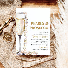 Elegant Guld Pearls och Prosecco Möhippa Inbjudningar
