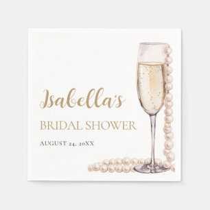Elegant Guld Pearls och Prosecco Möhippa Pappersservett