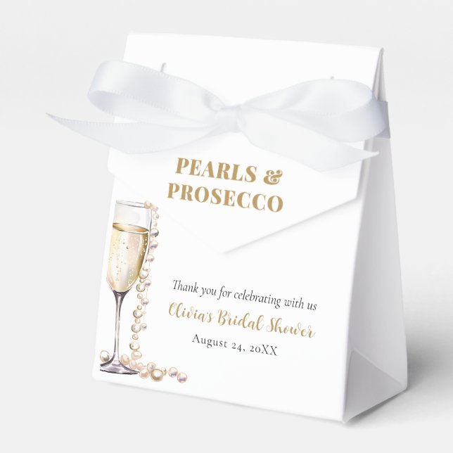 Elegant Guld Pearls och Prosecco Möhippa Presentaskar (Framsidan Sidan)