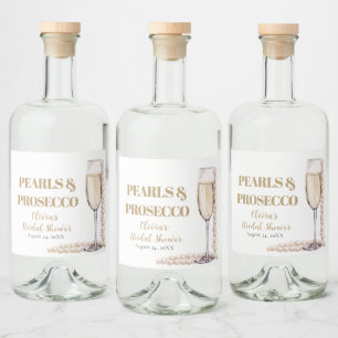 Elegant Guld Pearls och Prosecco Möhippa Spritflaskor Etikett