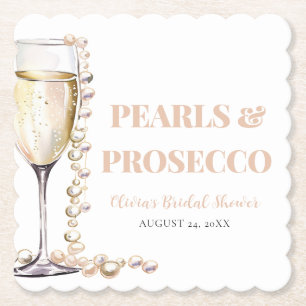 Elegant Guld Pearls och Prosecco Möhippa Underlägg Papper