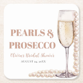 Elegant Guld Pearls och Prosecco Möhippa Underlägg Papper Kvadrat