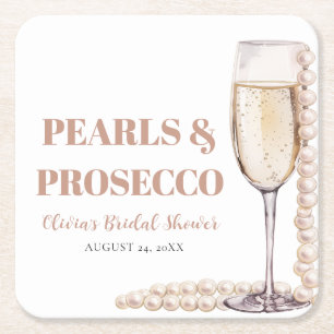 Elegant Guld Pearls och Prosecco Möhippa Underlägg Papper Kvadrat