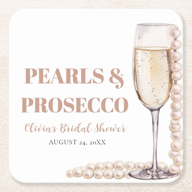 Elegant Guld Pearls och Prosecco Möhippa Underlägg Papper Kvadrat (Framsidan)