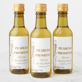 Elegant Guld Pearls och Prosecco Möhippa Vinetikett