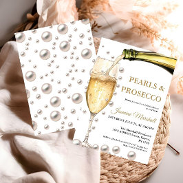Elegant Guld Pearls & Prosecco Möhippa Inbjudningar