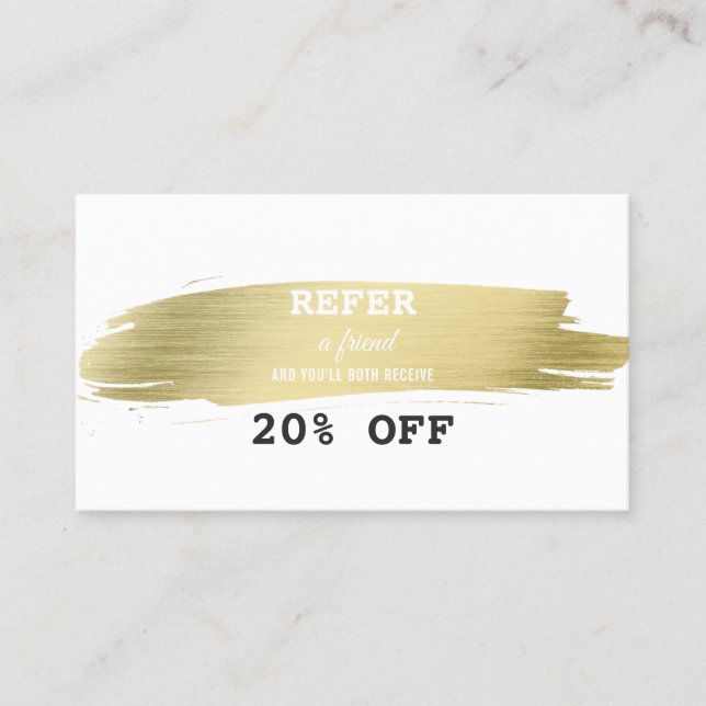 Elegant Guld Penseldrag Makeup Artist Referal Rabattkort (Framsida)