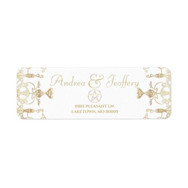 Elegant Guld Pentacle Pagan Returadress Returadress Etikett (Framsidan)