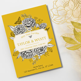 Elegant Guld Peonies Blommigt Inbjudningar