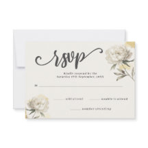 Elegant Guld Peony Blommigt Bröllop OSA Card