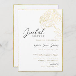 Elegant Guld Peony Sketch Boho Möhippa Ram Inbjudningar