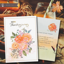 Elegant guld Persika Blommig akvarell Thanksgivin
