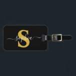 Elegant Guld Personlig Monogram Modern Simple Bagagebricka<br><div class="desc">Elegant Guld Personlig Monogram Modern Simple</div>