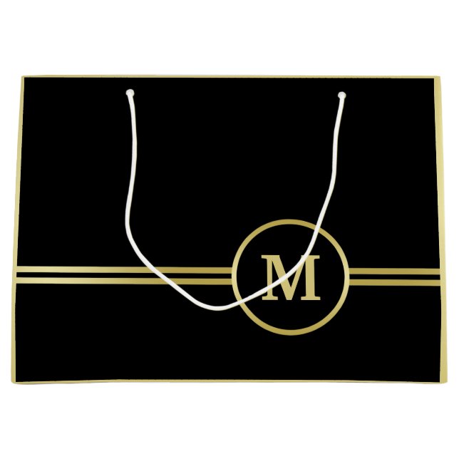Elegant guld Personlig Monogram på svart (Framsidan)