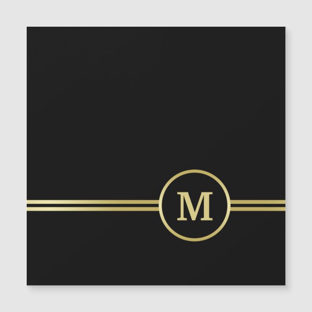 Elegant guld Personlig Monogram på svart (Framsida)