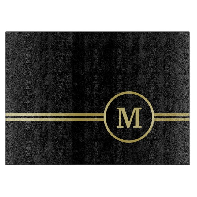 Elegant guld Personlig Monogram på svart (Framsidan)