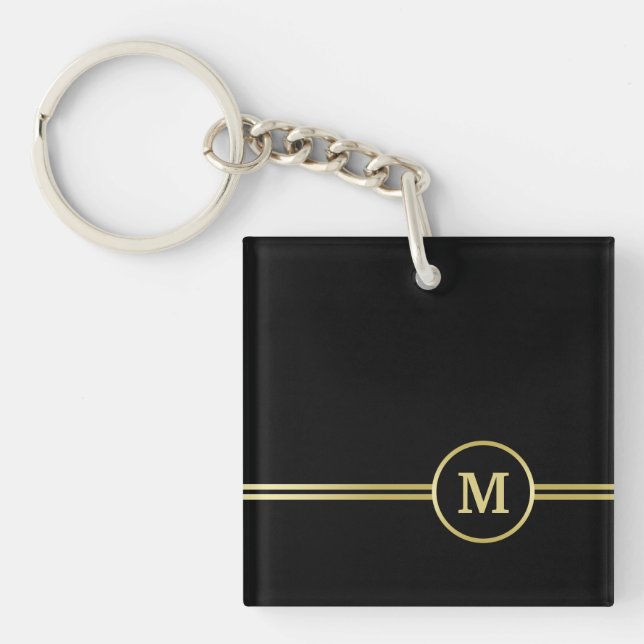 Elegant guld Personlig Monogram på svart (Framsidan)