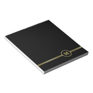 Elegant guld Personlig Monogram på svart Anteckningsblock