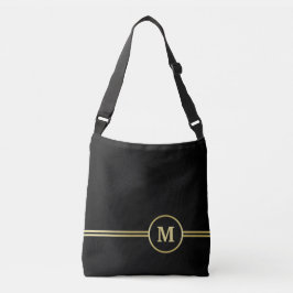Elegant guld Personlig Monogram på svart Axelväska