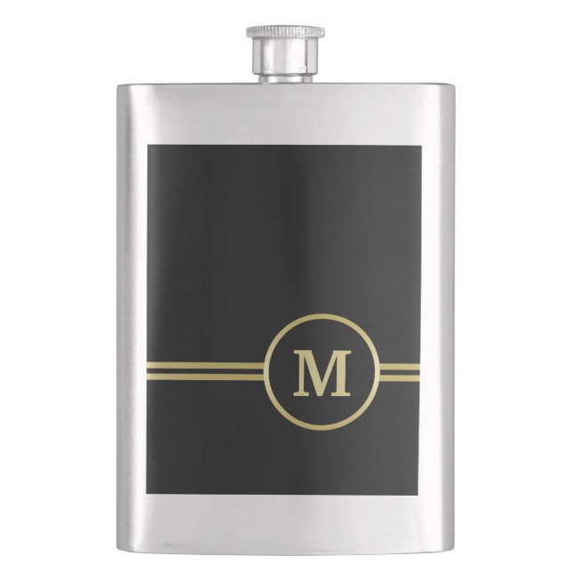 Elegant guld Personlig Monogram på svart Fickplunta (Framsidan)