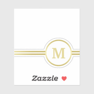 Elegant guld Personlig Monogram på svart Klistermärken