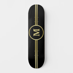 Elegant guld Personlig Monogram på svart Mini Skateboard Bräda 18,5 Cm
