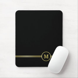 Elegant guld Personlig Monogram på svart Musmatta
