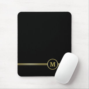 Elegant guld Personlig Monogram på svart Musmatta