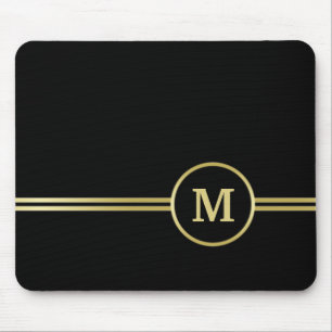 Elegant guld Personlig Monogram på svart Musmatta