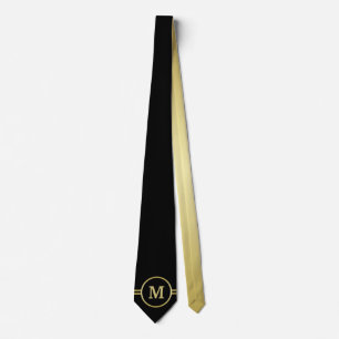 Elegant guld Personlig Monogram på svart Slips