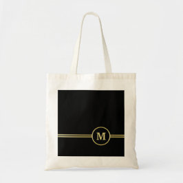 Elegant guld Personlig Monogram på svart Tygkasse