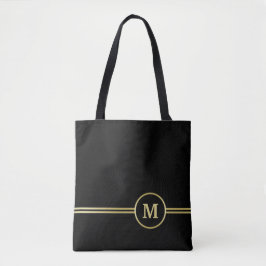 Elegant guld Personlig Monogram på svart Tygkasse