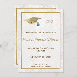 Elegant Guld Photo Blue Cap Studenten Meddelande