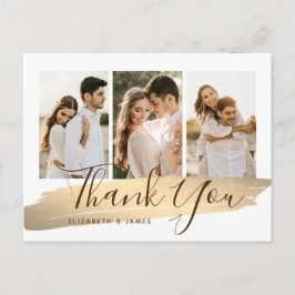 Elegant Guld Photo Bröllop Tack Vykort