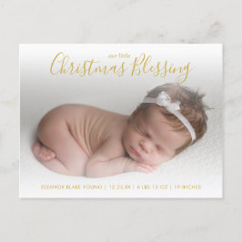 Elegant Guld Photo Helgdag Birth Notice Meddelande Vykort