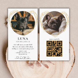 Elegant Guld Photo Hund Pet Social Media QR-kod Visitkort