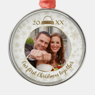Elegant Guld Photo Vår första jul Julgransprydnad Metall