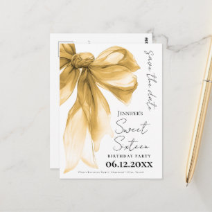Elegant guld Pilbåge Coquette Sweet 16 Spara datum Vykort