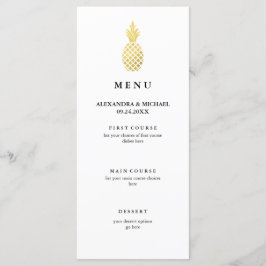 Elegant Guld Pineapple Bröllop Menu Meny