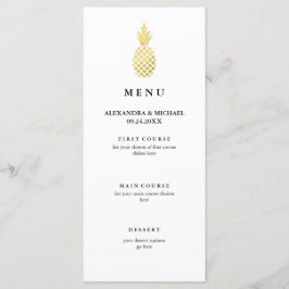 Elegant Guld Pineapple Bröllop Menu Meny