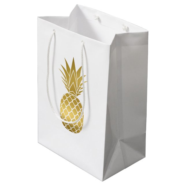Elegant Guld Pineapple Gift Bag (Baksidan Vinklad)