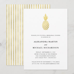 Elegant Guld-pineapple Rehearsal Middag Inbjudningar