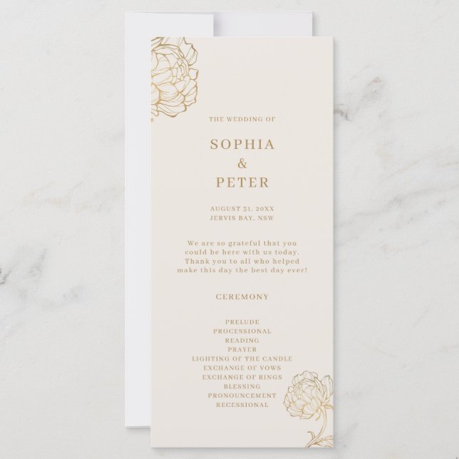 Elegant guld pion linje konst Vigieprogram (Framsida)